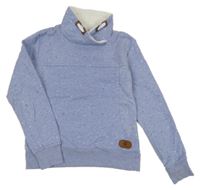 Svetlomodrá vzorovaná mikina so zatepleným komínovým golierom Yigga