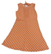 Oranžovo-biele vzorované šaty