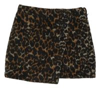 Čierno-hnedá vzorovaná vlnená sukňa Next