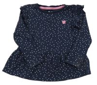 Tmavomodrá žebrovaná puntíkatá tunika Nutmeg