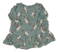 Zelené ľahké šaty s jednorožcami H&M