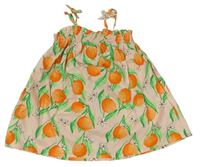 Pudrové plátenné šaty s pomeranči Primark