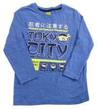 Modré melírované tričko s ninjy Kiki&Koko