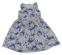 Bielo-modré kvetované šaty s motýlikmi H&M