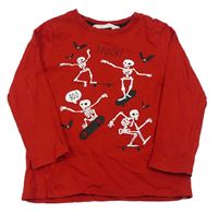 Červené tričko s kostlivci H&M
