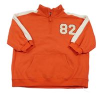 Červeno-biela mikina s číslom a medvěďom Next