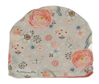 Světlešedá  bavlněná čepice s ptáčky