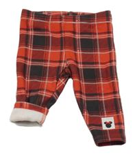 Červeno-šedo-bílé kostkované zateplené legíny s Minnie C&A