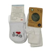 Nové - 2set - 2x bílé ponožky - 1x s nápisem + 1x s protiskluzovou podrážkou 