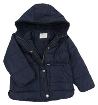 Tmavomodrá šusťáková zimní parka s kapucí Zara
