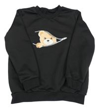 Čierna mikina s medvedíkom Shein