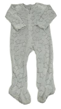 Sivý plyšový overal s hviezdami Next