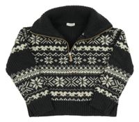 Tmavomošedo-bílý svetr s norským vzorem Next