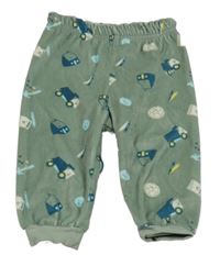 Zelené plyšové tepláky s loptami a autami Primark