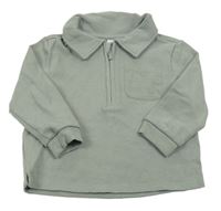 Šedozelená mikina s golierikom Next