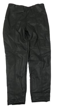 Čierne koženkové zateplené legíny