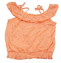 Korálovo-biely vzorovaný top s volánikom Yigga