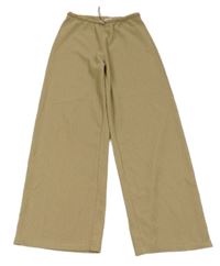 Béžové rebrované palazzo nohavice Zara