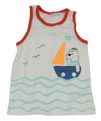 Bielo-modro-červené tielko s mrožom