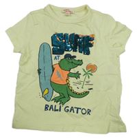 Svetložlté tričko s krokodílom