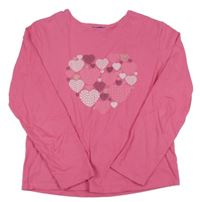 Růžové triko se srdíčky Okaidi