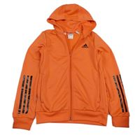 Oranžovo-černá propínací sportovní mikina s logem Adidas