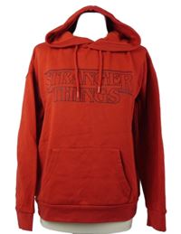 Dámská červená mikina s logem Stranger Things a kapucí Primark 
