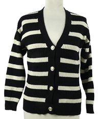 Dámsky smetanovo-čierny pruhovaný prepínaci sveter zn. Primark