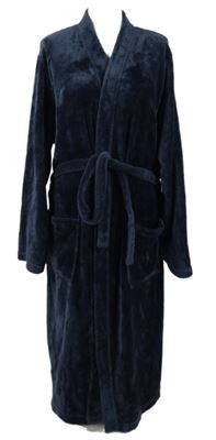 Pánsky tmavomodrý chlpatý župan s opaskom M&S