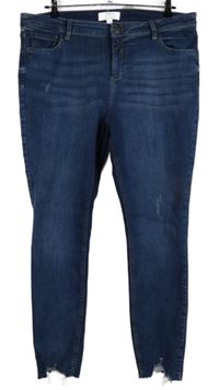 Dámske tmavomodré skinny rozstrapkané é rifle Dorothy Perkins