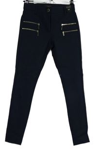 Nové - Dámské tmavomodré skinny kalhoty se zipy River Island 