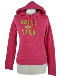 Dámská fuchsiová mikina s logem a kapucí Hollister 