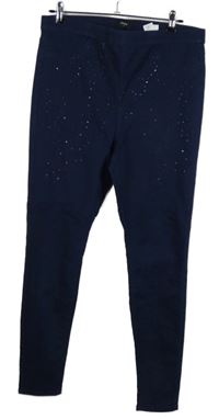 Dámske tmavomodré džegíny s kamienkami Denim