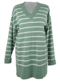 Dámska světlezeleno-biela pruhovaná svetrová tunika Papaya