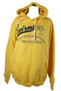 Pánská žlutá mikina s nápisy a kapucí Roadsign