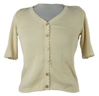 Dámské béžové žebrované crop pletené tričko s. Oliver 