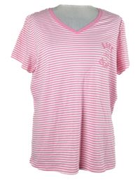 Dámské růžovo-bílé pruhované tričko s nápisem 