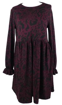 Dámské vínovo-černé vzorované šaty New Look 