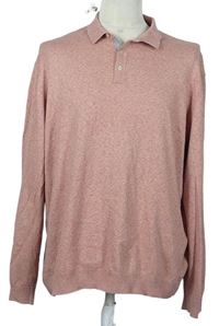 Pánsky ružový melírovaný sveter s golierikom M&S