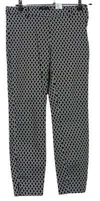 Dámske čierno-biele vzorované nohavice H&M