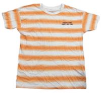 Oranžovo-biele pruhované tričko s nápisom Lupilu