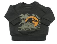 Tmavosivá mikina s dinosaurami