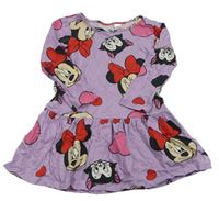 Fialové bavlnené šaty so srdiečkami a Minnie H&M
