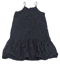 Tmavomodro-bílé pruhované plátěné šaty H&M