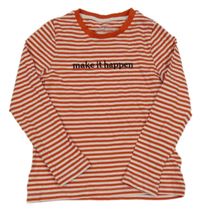Červeno-bílé pruhované triko s nápisem M&S