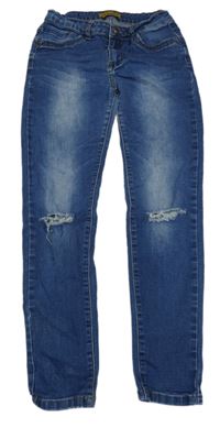 Modré skinny rifle s dírami 