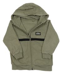 Khaki prepínaci mikina s proužkem, nášivkou a kapucňou George