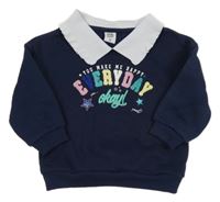 Tmavomodrá mikina s nápisom a golierom Kiki&Koko