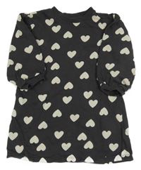 Tmavošedé teplákové šaty se srdíčky H&M