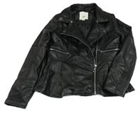 Černá koženková jarní bunda River Island